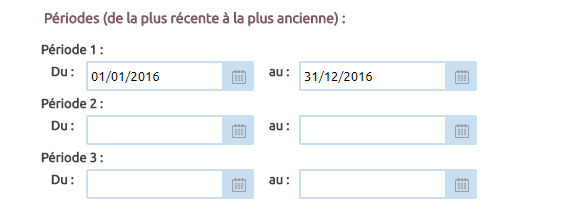 Section « Périodes » - Fenêtre de lancement de la Balance Comparative