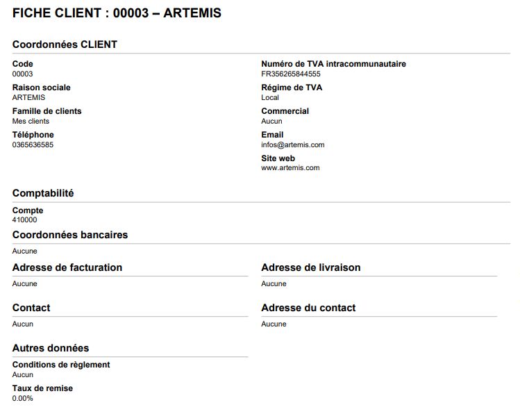 Export d'une fiche client - Gestion des tiers Itool