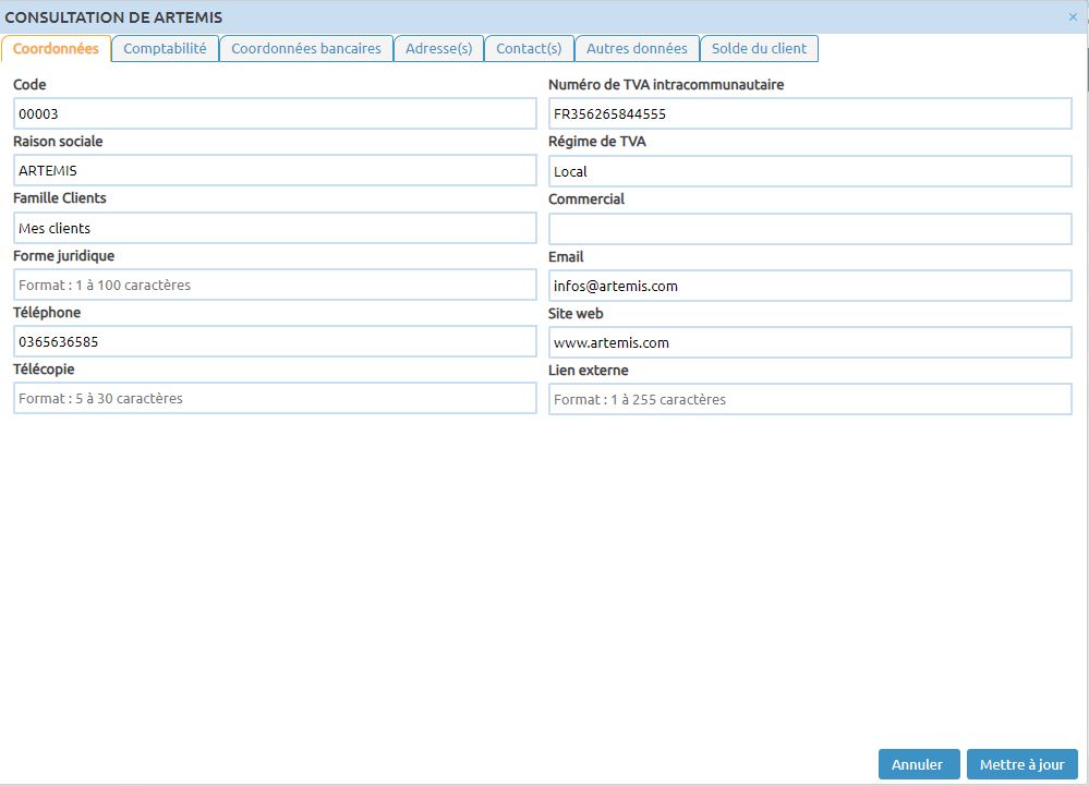 Fiche Client - Gestion des tiers Itool