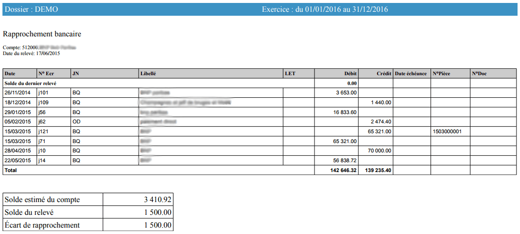 liste des écritures non rapprochées